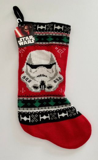 Star Wars Stormtrooper Disney Christmas Stocking Nwt Knit Fleece Lined Full Size