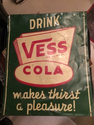Vintage 1940’s Drink Vess Cola Advertising Sign