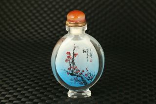 Chinese Old Glass Hand Painting Belle Figure Statue Snuff Bottle Decoration Gift