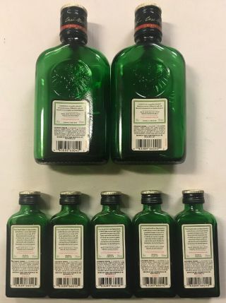 7 EMPTY Jagermeister Bottles W/ Caps For Arts & Crafts Emerald Green Glass 2