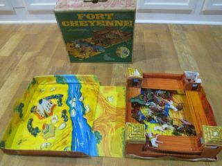 Vintage 1960s Ideal Fort Cheyenne Play Set With Loads Of Stuff W/ Box