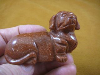 Y - Dog - Da - 703) Orange Dachshund Weiner Dog Hotdog Figurine Carving I Love My Dogs