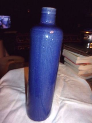 Antique James Beam York Stoneware Bottle - Blue - 11 " Tall - Empty - Lotdeb