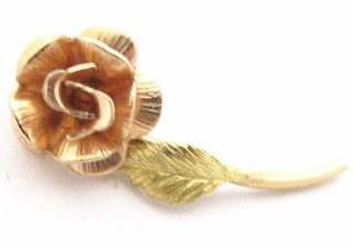 Rose Gold & Yellow Gold Filled Vintage Stunning 3d Flower Hat Tie Tack Pin D935