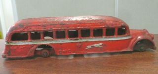 Vintage Arcade Cast Iron Gmc Greyhound Bus Coast To Coast 7 - 5/8 " No Wheels