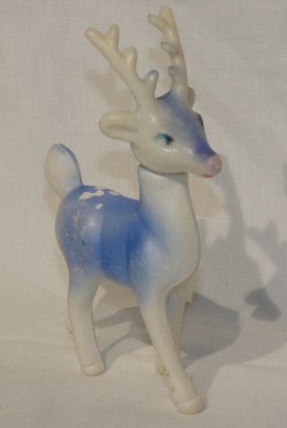 Vintage Christmas Plastic Blue Reindeer 5 - 3/4 " Hong Kong