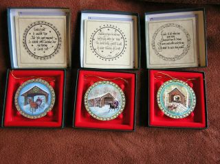 P Buckley Moss Christmas Ornaments Set Of (3) - Bridge Trilogy