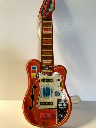 Vintage Tin Toy Guitar Musical Made In Japan 1960s