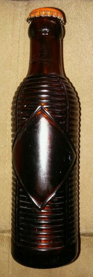 1974 Orange Crush Co Glass Bottle Amber Brown Ribbed Pop - 7 Ounce