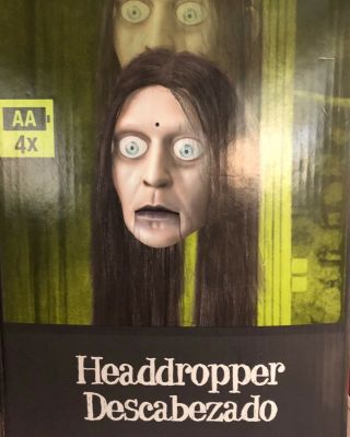 Halloween Hanging Head Girl Eyes Light Up Makes Scary Noises Mouth Moves Sensor/