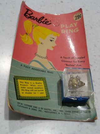 Vintage Barbie 1962 Ring In Package Mip