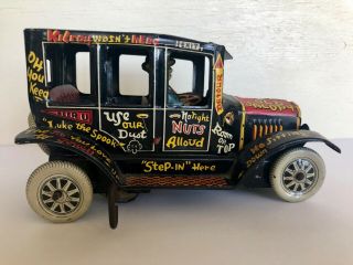 1940s Marx Tin Wind Up Old Jalopy Wind Up Key Metal Car Driver - Great