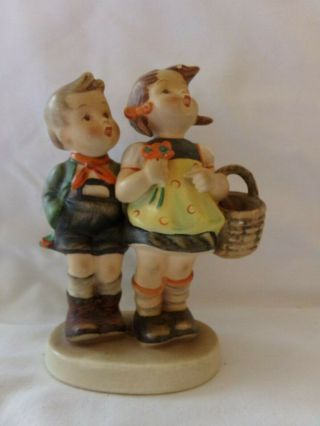 Vintage Goebel Hummel " To Market " Boy And Girl With Basket & Flowers 49/0