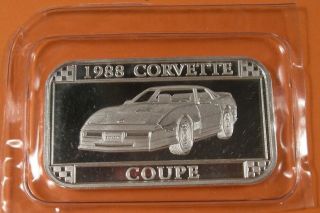 1988 Corvette 1 Oz Pure Silver Bar - Official Gm Licensed