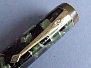 Conway Stewart 286 Fountain Pen Green Pearl/Black 1940s 2