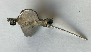 Vintage Sterling Silver Enamel Diabolical Devil Pin Brooch Signed Dated 11 - 1 - 50 3