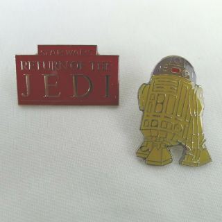 Star Wars Return Of The Jedi And R2 - D2 Lapel Pins Epoxy Dome 1987 Lfl