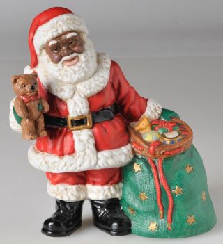 African American Black Santa Claus Ceramic Musical Midwest Imports Cannon Falls
