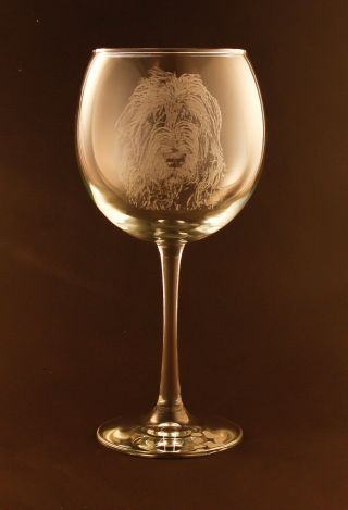 Etched Irish Wolfhound On Large Elegant Wine Glasses - Set Of 2