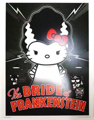 Universal Studios Sanrio Hello Kitty Bride Of Frankenstein Lithograph Print
