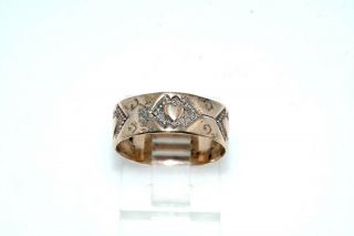 Victorian Gold Filled Heart Pattern 6.  5mm Band Ring Sz 6
