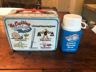 Vintage The Wonderful World Of Metrics Lunchbox With Thermos
