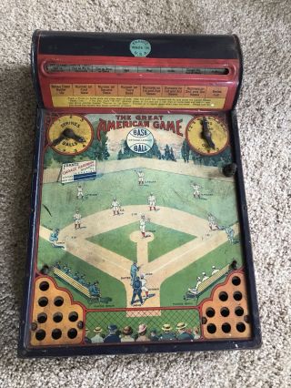 Antique The Great American Baseball Game Tin Spinner