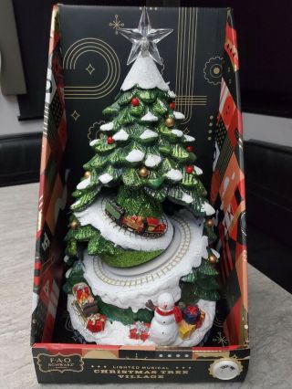 Vintage Fao Schwarz Christmas Tree Tabletop Decor With Light Up Crystal Star