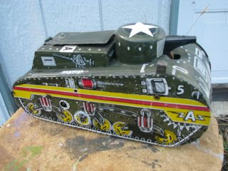 Marx Vintage Toy Tin Wind - Up Tank