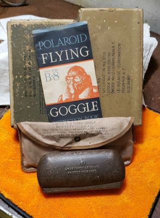 Wwii Us Army Air Force Polaroid Type B - 8 Goggles Spare Lens Set In Fabric Case