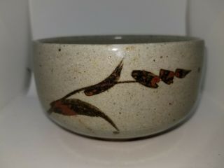 Wonderful Karatsu Tea Bowl (chawan) With Leaf Pattern