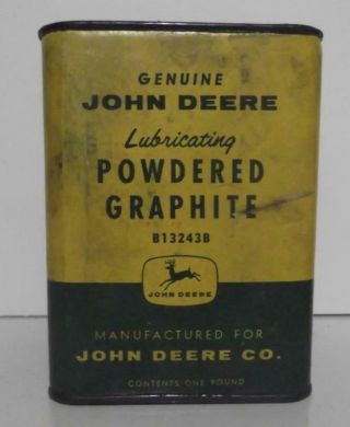 Vintage 1960s John Deere Powdered Graphite Tractor Farm Oil Can 1 Lb.  Full