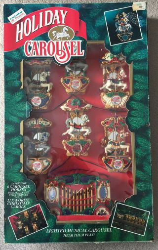 Mr.  Christmas Holiday Carousel 6 Horses Lighted Musical Circus Organ Carols 1992