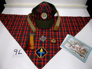 Cub Scout Webelos M/f Set - Neckerchief/scarf Hat Slide Belt Colors Boy Scouts 9l