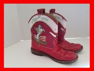 Vintage Roy Rogers Cowboy Boots Childs Size 13 Trigger Red Leather Sears