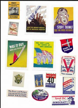 1940s 15 Diff Ww2 Propaganda Poster Stamps Pearl Harbor 64