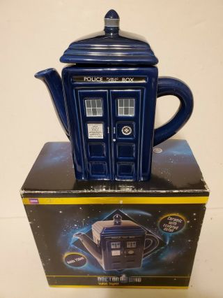 2012 Doctor Who Tardis Ceramic Teapot Police Box Blue Dr182 (i)
