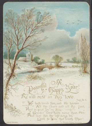 C10502 Victorian Tuck Year Card: Winter Scene,  C White