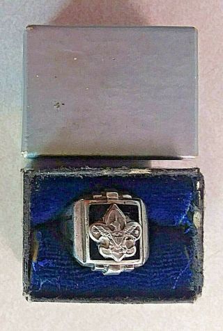 Vintage Boy Scout Sterling Silver Black Onyx Ring Size 7.  5