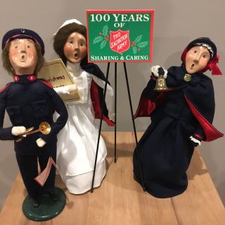 Vintage 90s Byers Choice Salvation Army Carolers Bell Ringer Trumpet Nurse Stand 3