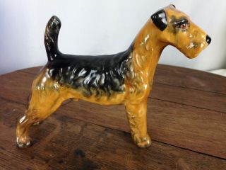 Vintage Airedale Terrier Figurine Statue Hand Painted Made In England Wh - 3