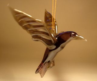 Blown Glass " Murano " Art Animal Figurine Bird Hanging Raven Crow Ornament