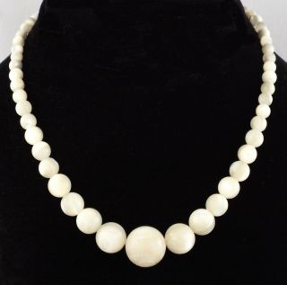 1920 - 30s - Antique Art Deco Mother Of Pearl Graduated Beads Necklace