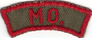 Boy Scout Missouri (mo. ) Krs Khaki And Red State Strip With Black Back Stitch