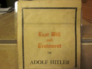 WW2 U.  S.  HOME FRONT Last Will and Testament of ADOLF HITLER aka: Schickelgruber 2