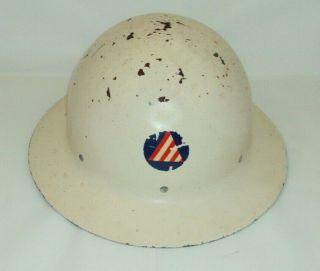 Ww2 Wwii U.  S.  M - 1917 Civil Defense Air Warden Helmet With Liner And Chin Strap