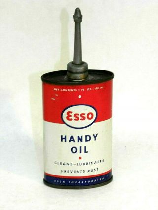 Great Vintage Esso Handy Oil Lead Top Handy Oiler 3 Oz Metal Can Gas Sign