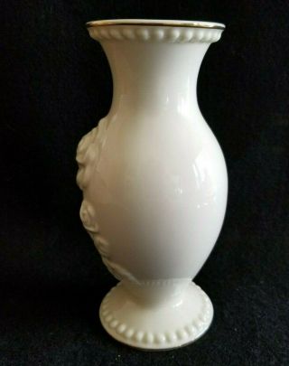 Vintage Lenox Off White Embossed ROSE Pattern Bud Vase with Gold Trim 3