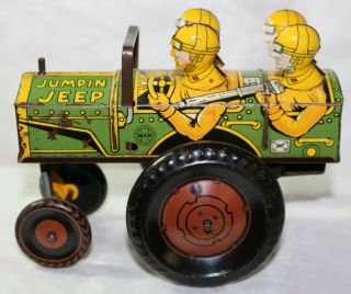 Vintage 1940s Marx " Jumpin Jeep " Tin Lithographed Wind Up Toy