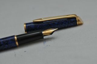 Lovely Vintage Waterman Hemisphere Fountain Pen Blue Marbled Lacquer